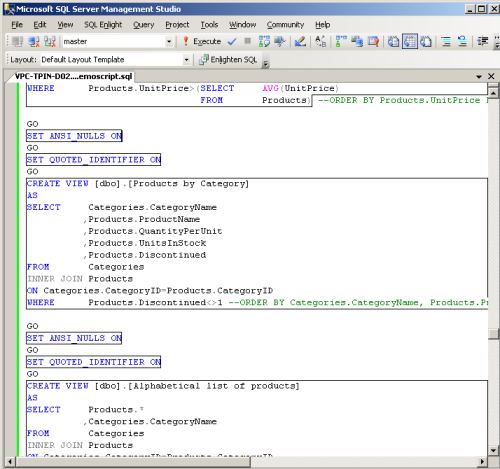 Outline T-SQL Statements | SQL Enlight Help